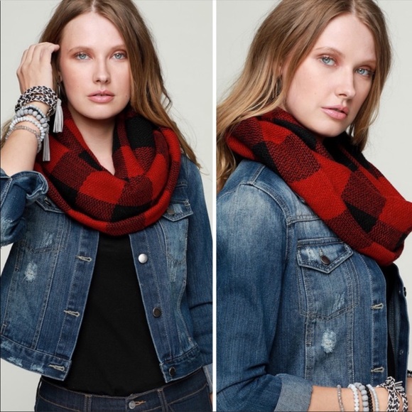 Woven Buffalo Checker Plaid Infinity Scarf - Picture 3 of 3